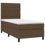 Dunkelbraunes vidaXL Boxspringbett 90x190 cm mit Stoffbezug und Matratze.