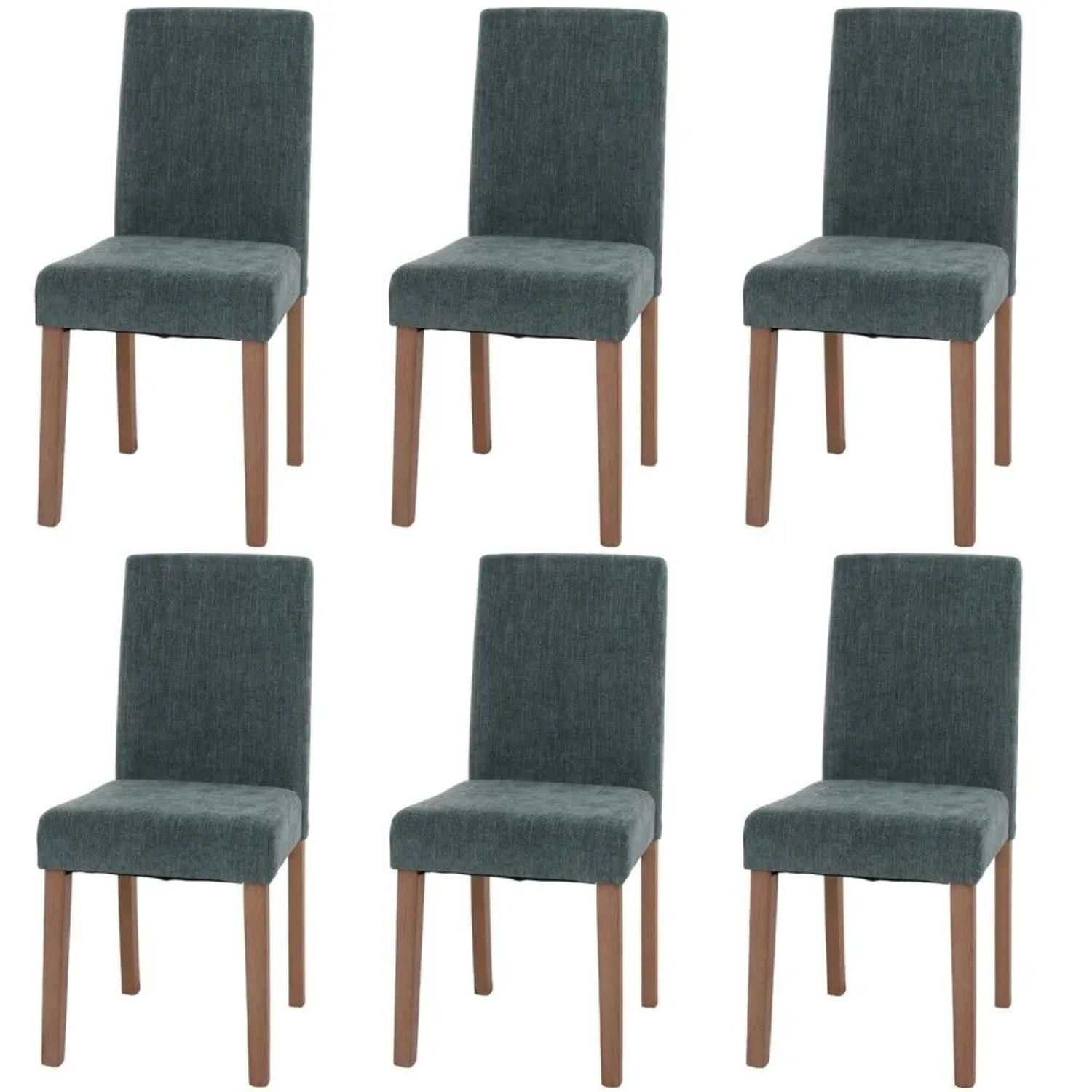 MCW Esszimmerstuhl Littau Chenille 6er-Set Grün Naturfarbene Beine