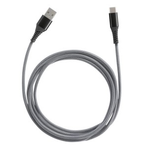 Graues USB-Ladekabel (USB-A auf USB-C) mit 1,5 m Länge für Smartphone & Tablet.