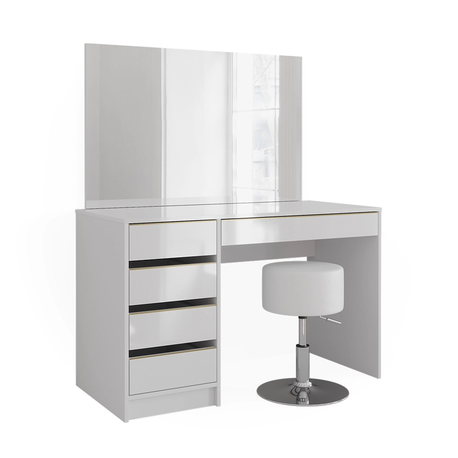 Vicco Schminktisch-Set Sherry Weiß/Gold/Gold 120 cm mit Hocker günstig online kaufen