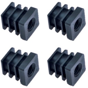 Vier schwarze Arcansas Gewindestopfen aus PVC, 2 cm x 0,1 cm, für Rohre.