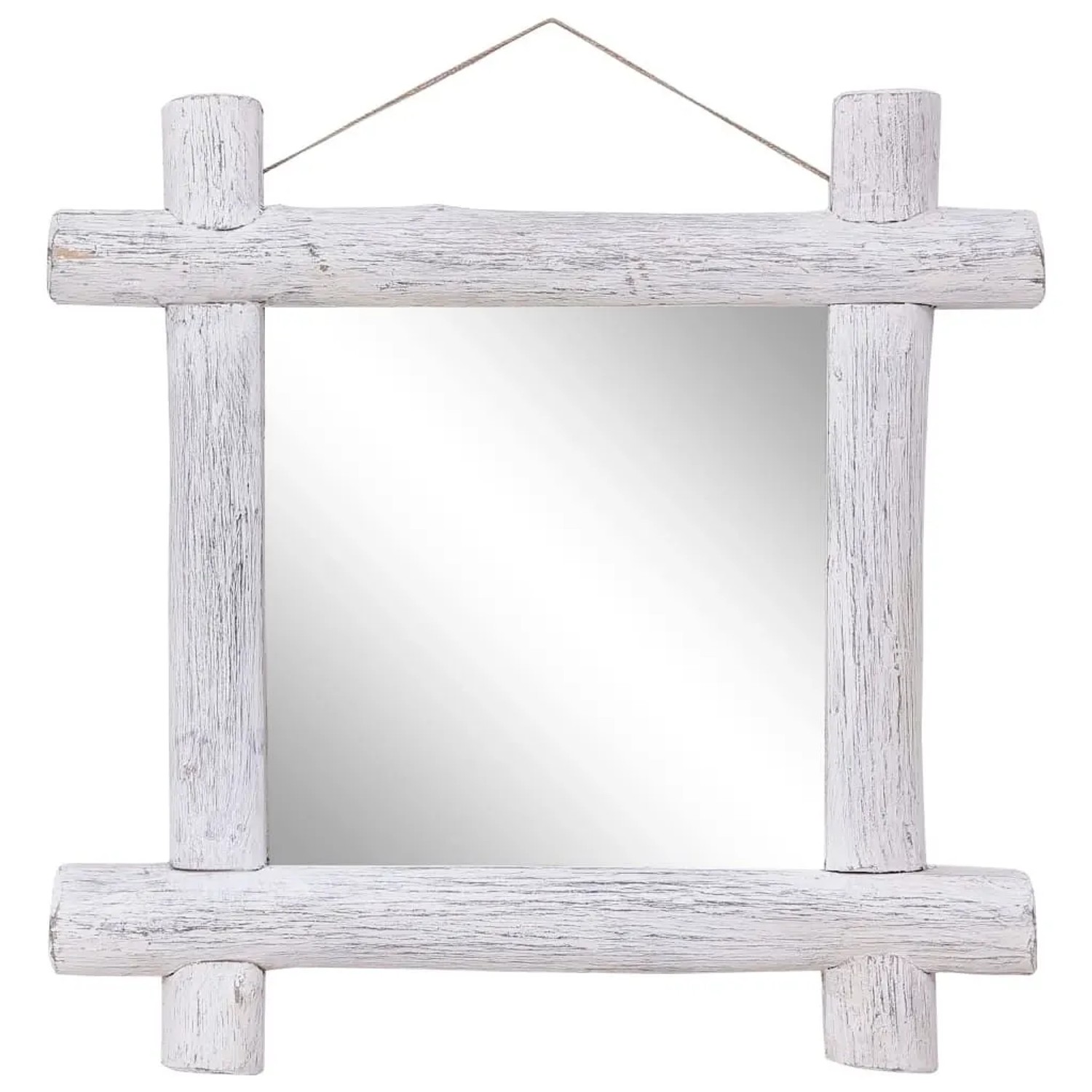 vidaXL Holzspiegel Weiß 70x70 cm Altholz Massiv 283932