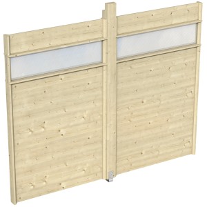 Skan Holz Seitenwand mit Lichtband für Pavillon Toulouse, unbehandeltes Holz.