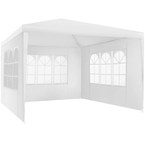Tectake Pavillon Barinas 3 x 3 M  Im Stecksystem Abnehmbare Seitenteile  300 x 300 x 250 cm Weiß