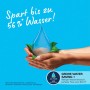 Grohe Duschbrause: Wassertropfen in Händen, Symbol für Wassersparen bis zu 56%.