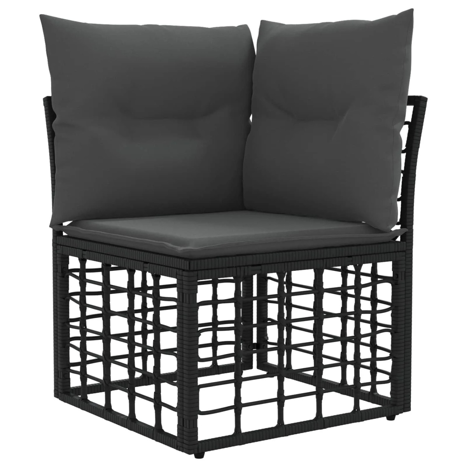 vidaXL Modulares Outdoor-Ecksofa Schwarz Poly-Rattan 42026725