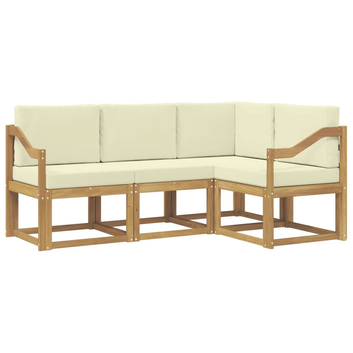 vidaXL Outdoor-Sofagarnitur mit Kissen 4 Stk Weiß und Creme 3387574