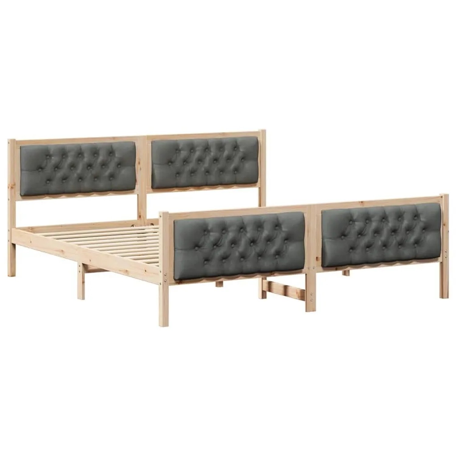 vidaXL Bettrahmen Dunkelgrau 180 x 200 cm Massives Kiefernholz 3394274