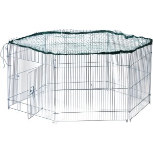 Dobar 6-eckiges Freilaufgehege mit Schutznetz, geeignet für Kleintiere.
