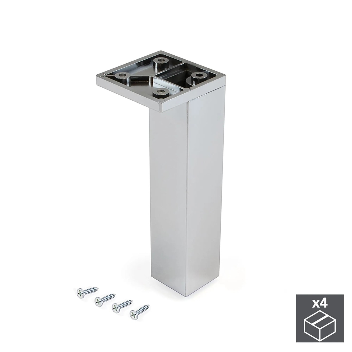 Emuca Lot von 4 Möbelnivellierer Smartfeet Ecke Regulierbar 140 bis 150 mm Kunststoff Verchromt