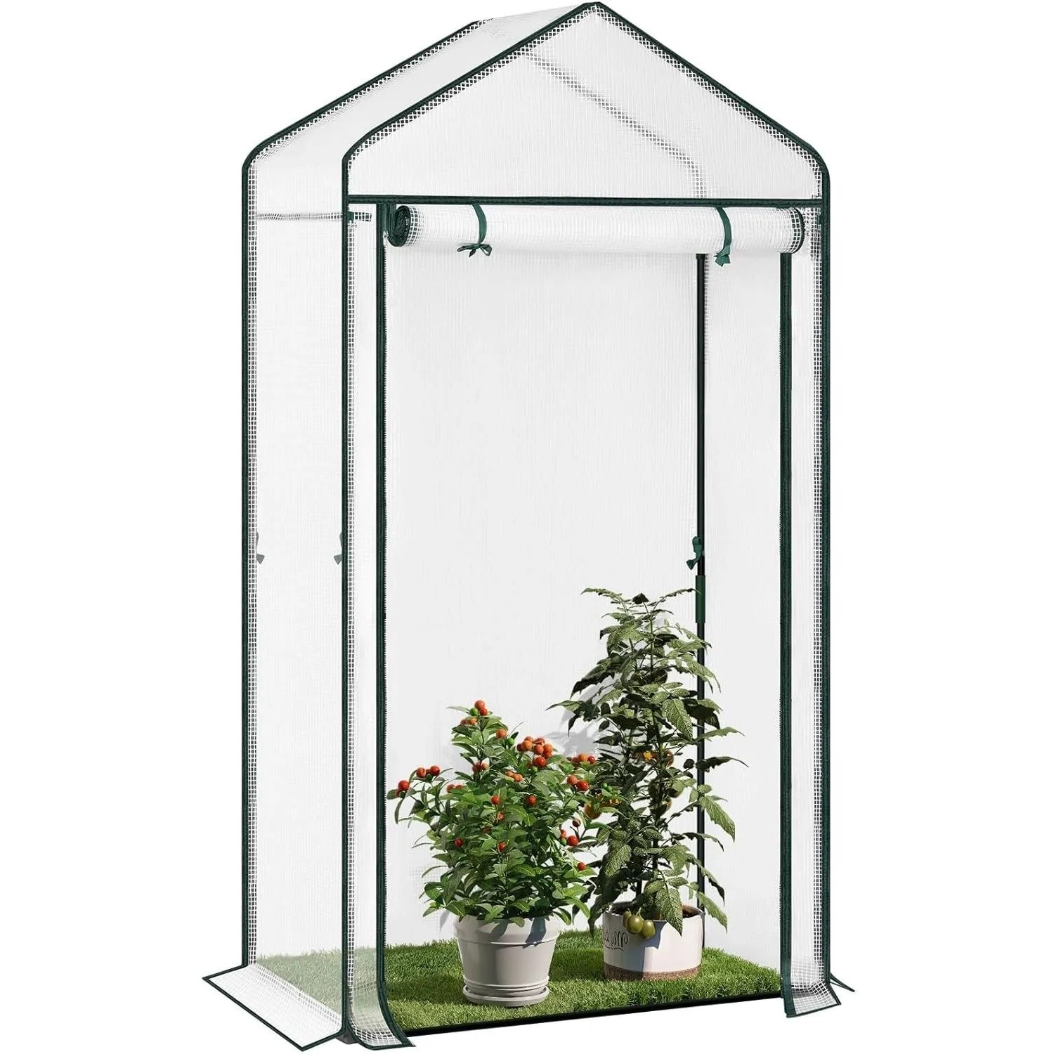 WOLTU Foliengewächshaus Treibhaus Gartenhaus Gewächshaus 100x50x190cm Weiß