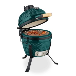 Relaxdays Kamado Grill Keramik Grün Mit Thermometer 56,5 cm x 43 cm x 46 cm 22 kg