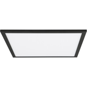 Schwarzes, eckiges LED-Deckenpanel Buffi, 40x40 cm, für Innenräume.