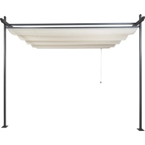 Beige Faltdachmarkise Armila 3x3m mit Stahlgestell für Terrasse & Garten.