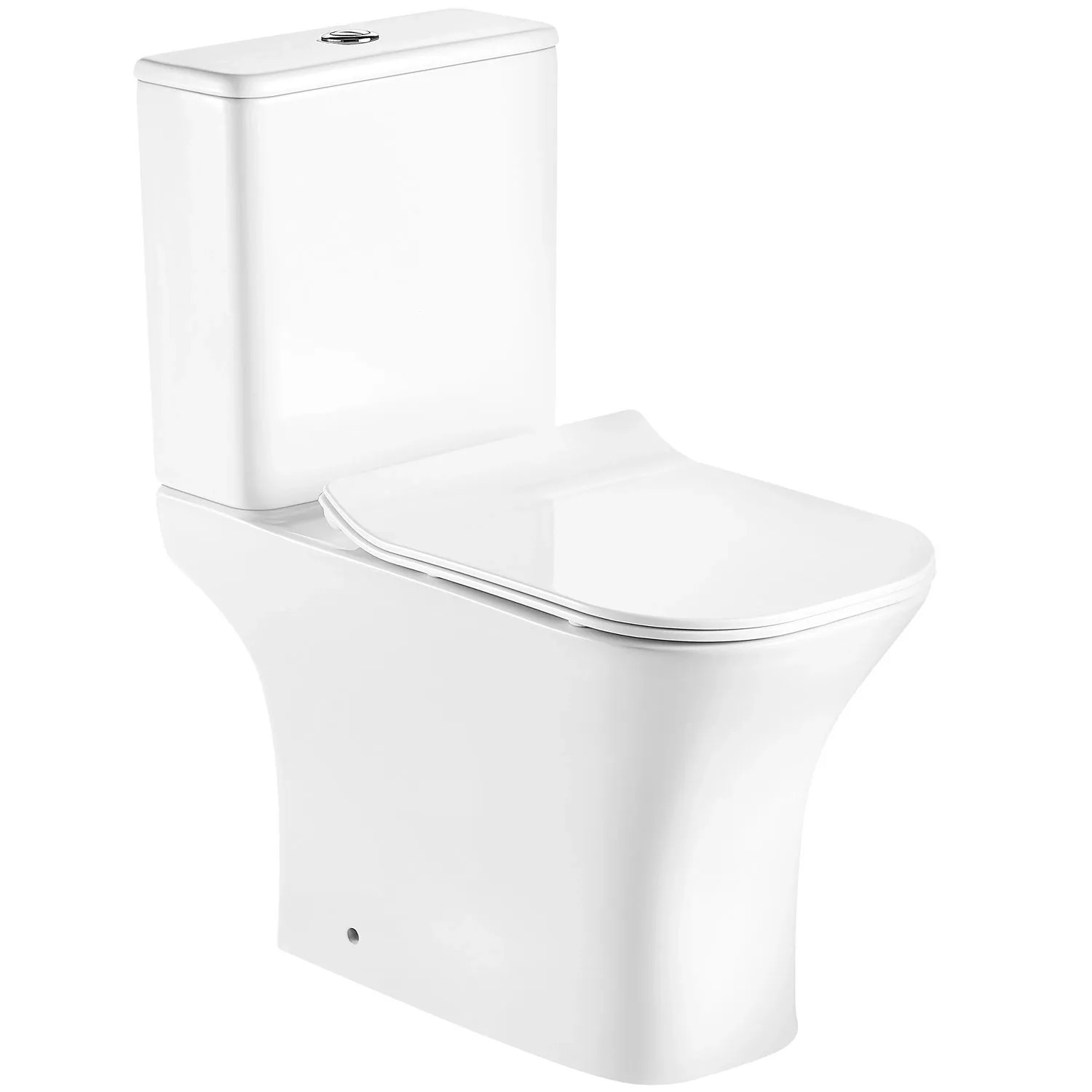 Kerra Kamet Stand-WC-Kombination Spülrandloses Weiß Glänzend mit Softclose WC Sitz