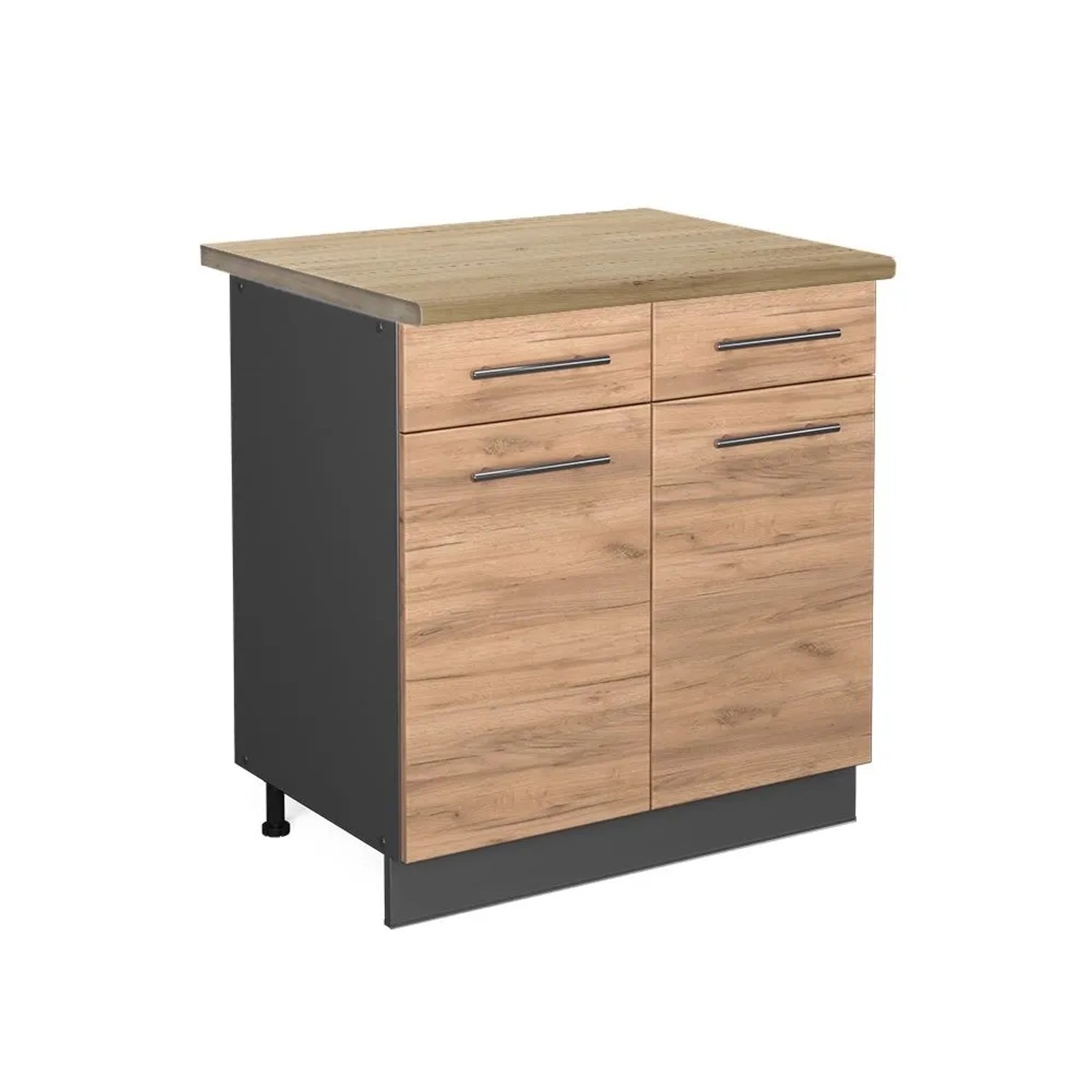 Vicco Küchenunterschrank Fame-Line Goldkraft Eiche Anthrazit 80 cm AP Eiche