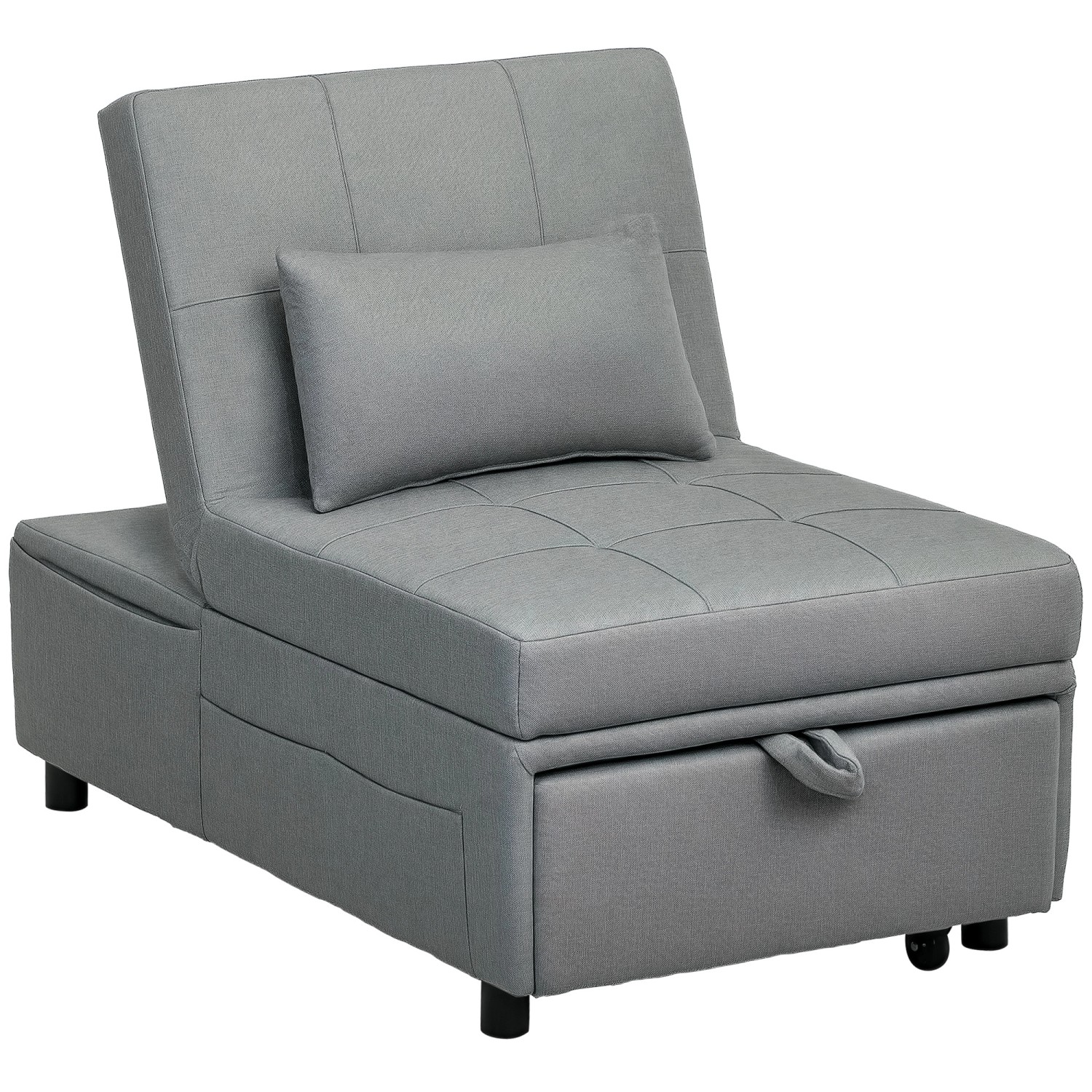 Thumbnail - HOMCOM Schlafsessel Polyester Schaumstoff Hellgrau 65,5L x 104B x 81H cm