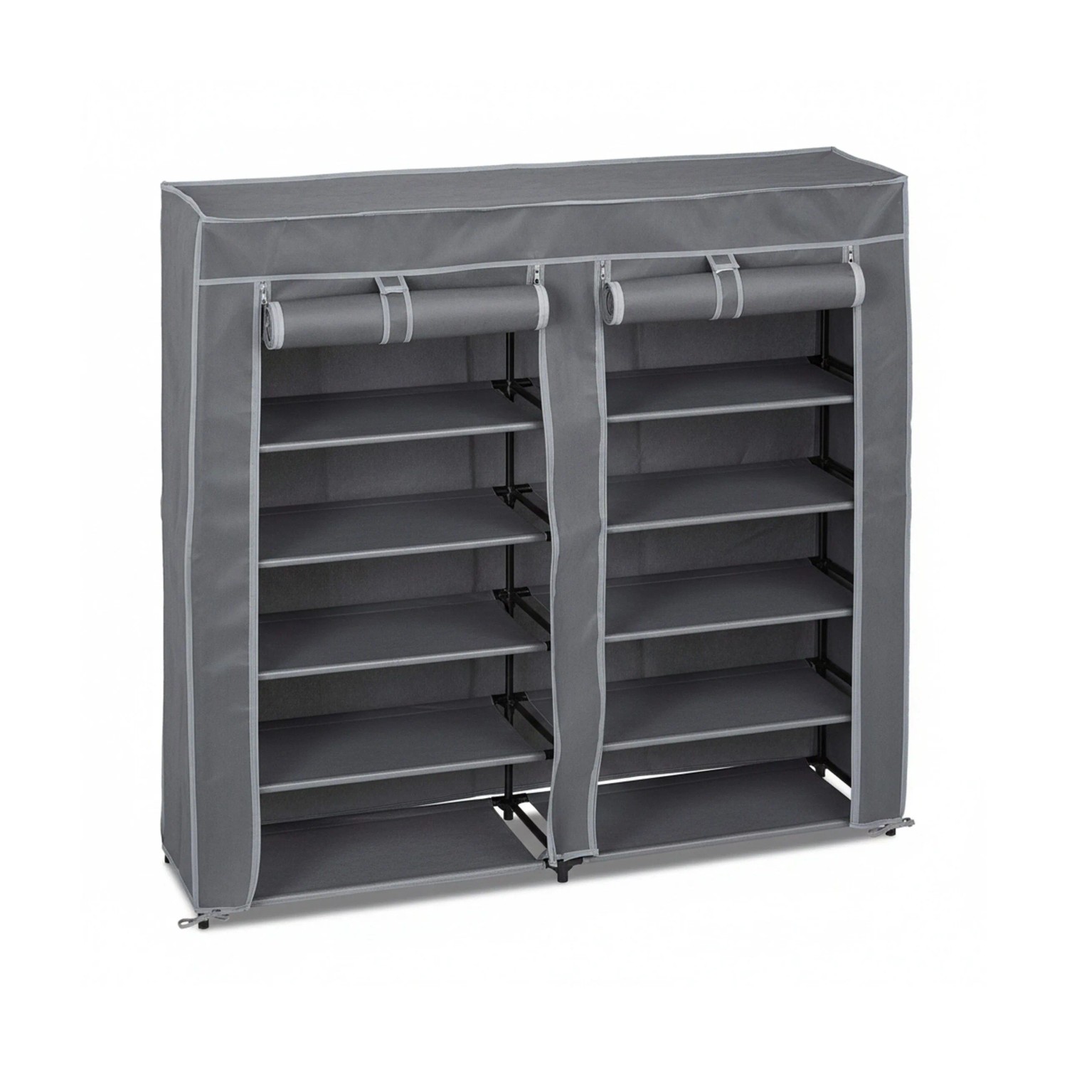 Relaxdays Schuhschrank Vliesstoff Anthrazit 12 Fächer Reißverschluss 107 cm x 115 cm x 30 cm 2,5 kg