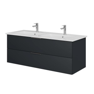 Steinkamp Waschtisch-Set, schwarz matt, mit Villeroy & Boch Doppelwaschtisch Venticello.