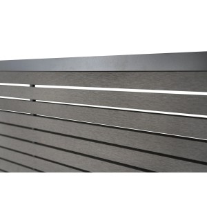 GartenLand WPC Zaun Set Air Gap, schiefergrau, mit Aluminiumprofilen. Sichtschutz für Garten und Terrasse.