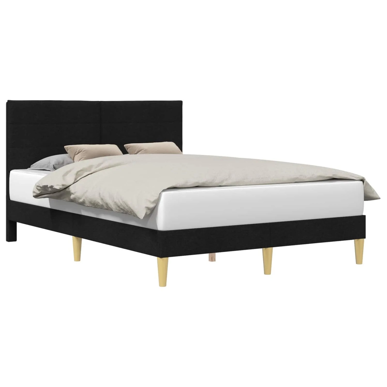 vidaXL Bettrahmen mit Kopfteil Schwarz 160 x 200 cm Stoff 42027596