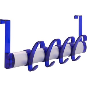 Blaue Siro Türgarderobe mit 4 Haken aus Kunststoff und Aluminium, Länge 396 mm.