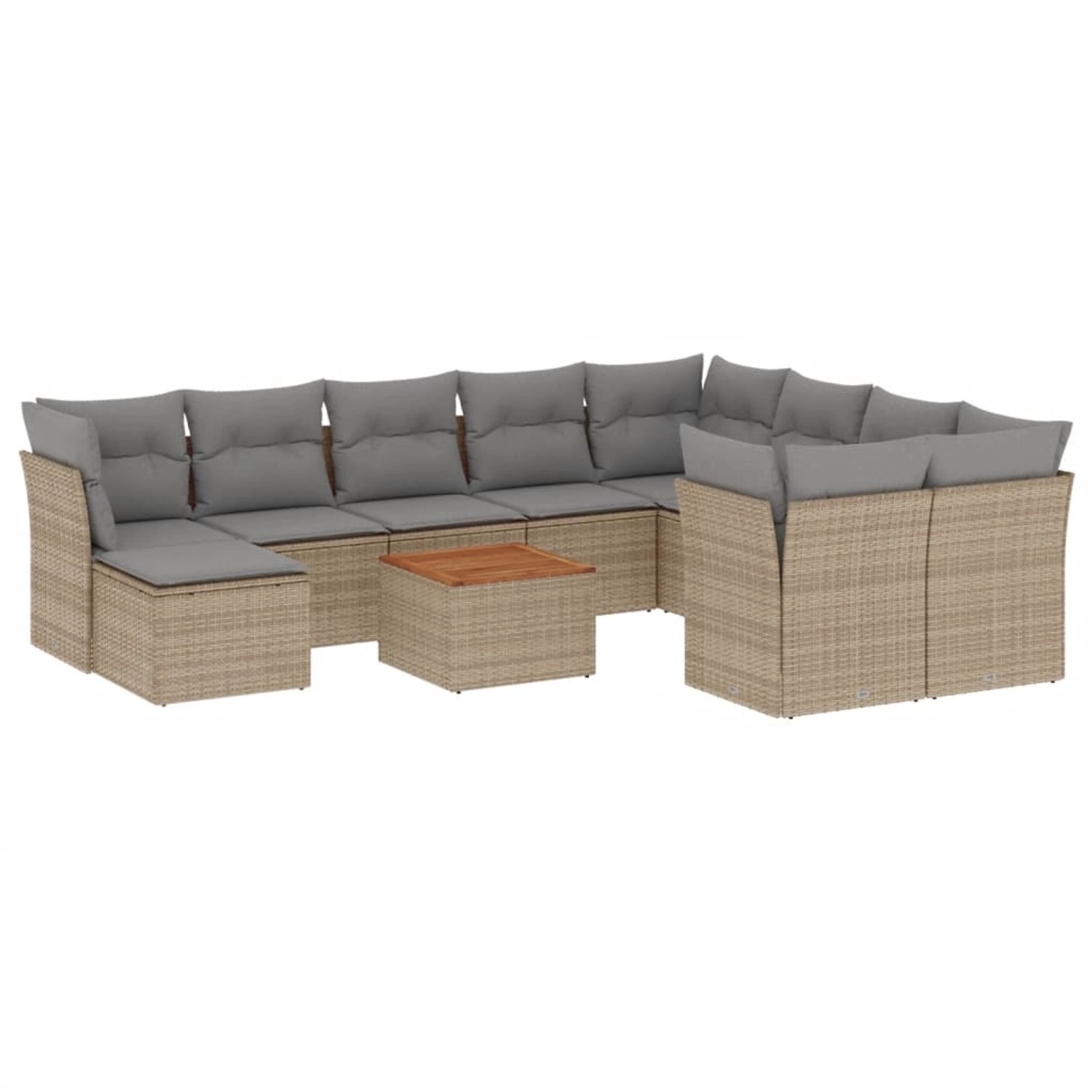 vidaXL 11-Tlg Garten-Sofagarnitur mit Kissen Beige Poly Rattan 3223973 günstig online kaufen
