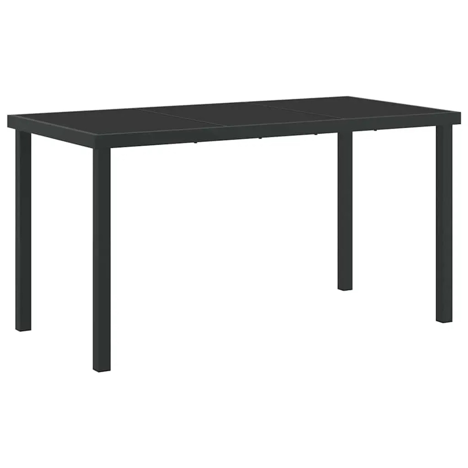 Schwarzer vidaXL Gartentisch aus Poly Rattan, Teil einer 5-tlg. Essgruppe für den Garten.