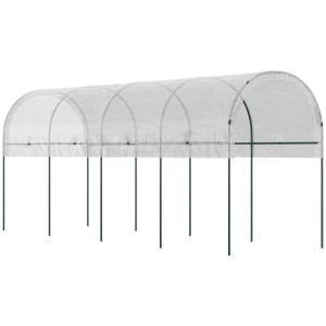 Outsunny Gewächshaus mit PE-Folie und Stahlrahmen, 400x120x170 cm, weiß.