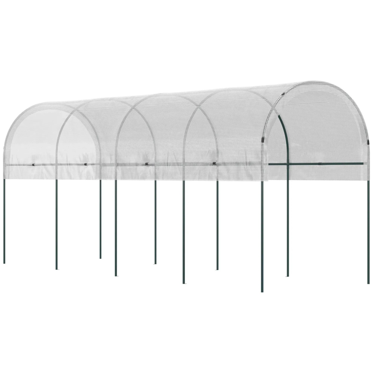 Outsunny Gewächshaus mit PE-Gitterfolie aus Stahl 400 x 120 x 170 cm Weiß