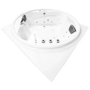Basera® Gomera Podest-Whirlpool Badewanne XXL, Eck-Whirlpool mit Massagedüsen, 186x186 cm.