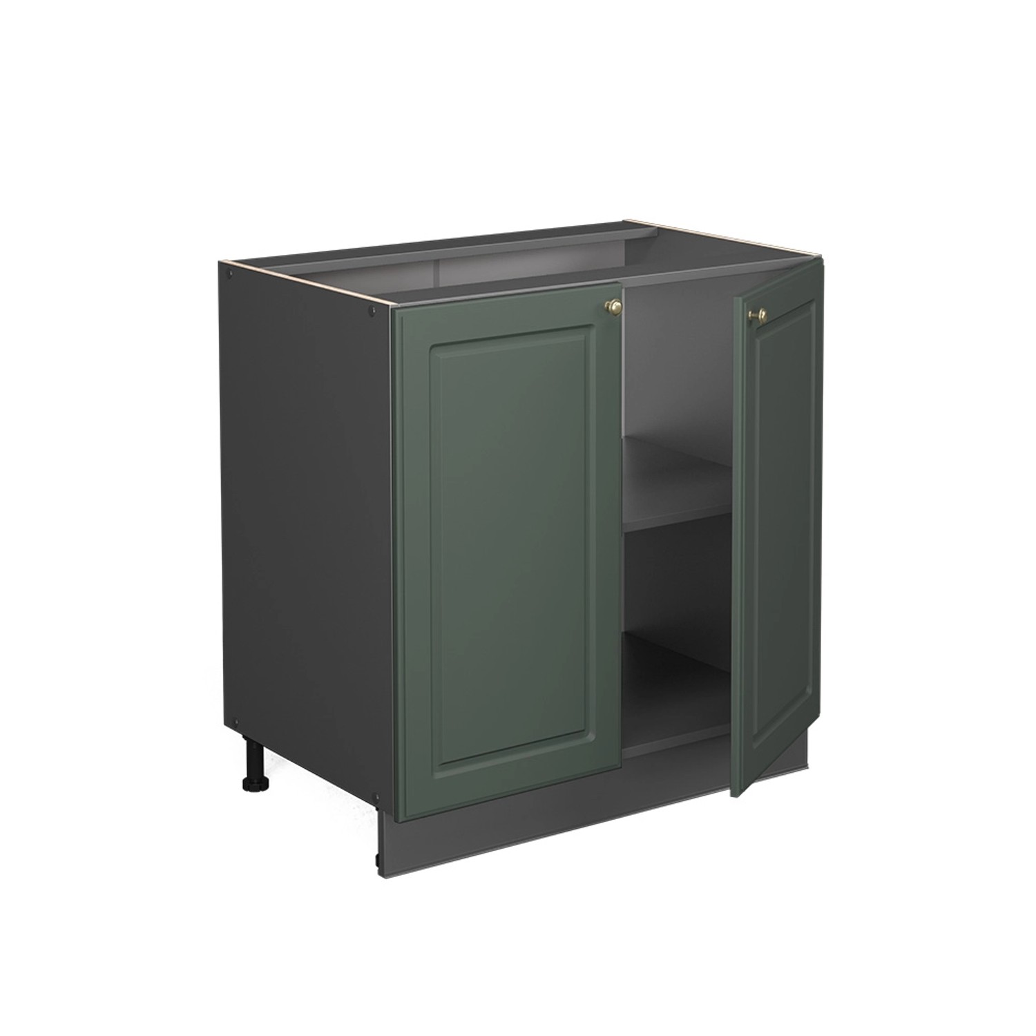 Vicco Spülenunterschrank Fame-Line Grün-Gold Landhaus/Anthrazit 80 cm mit Regal AP Marmor