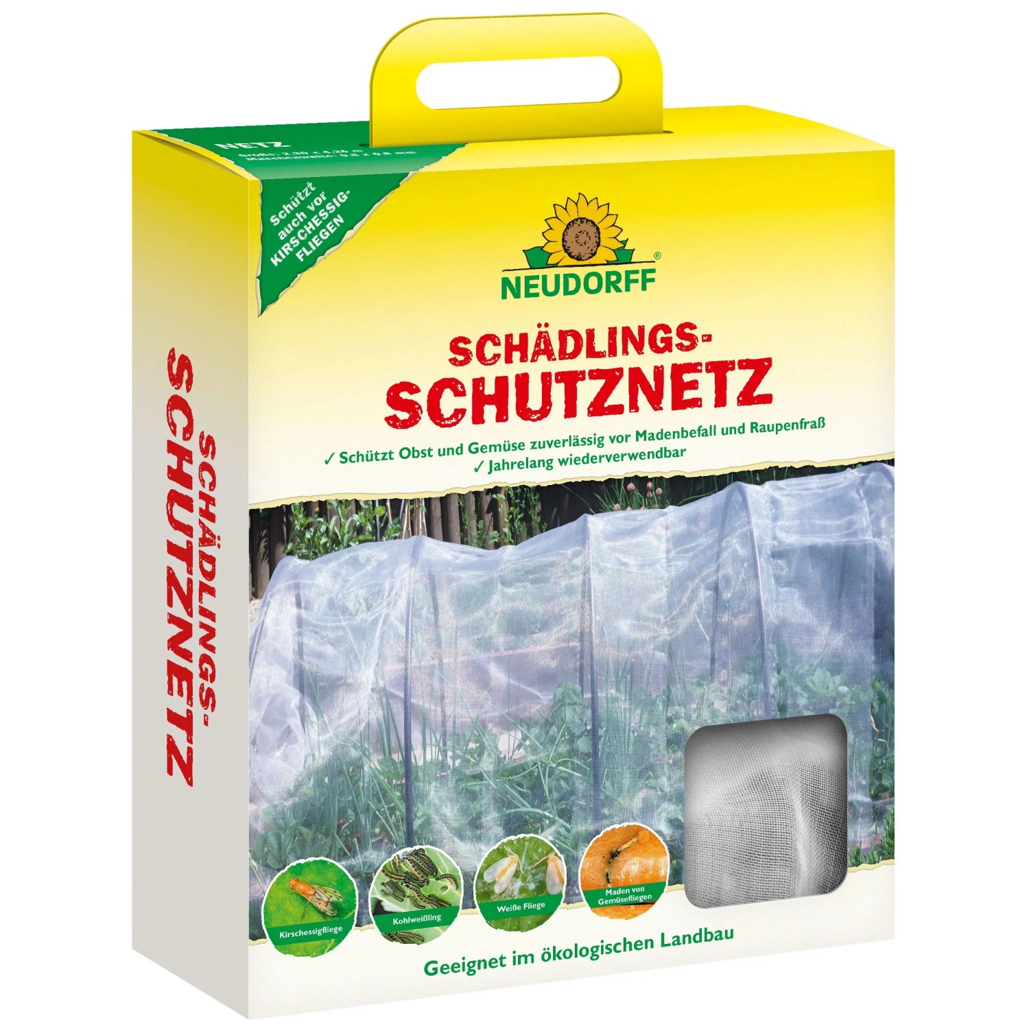 Neudorff Schutznetz SchädlingsschutzNetz 2,30m x 4,25m, (Feinmaschiges Kulturschutznetz schützt Obst und Gemüse im Beet vor Schädlingen, Pflanzenschutznetz für Hochbeet), Gemüseschutznetz verwendbar im ökologischen Landbau