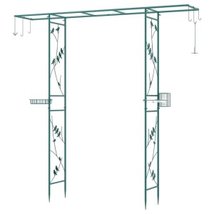 Costway Rosenbogen Metall Gartenbogen mit Vogelfutterstation Grün
