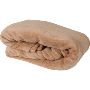 Gefaltete, beige Bestlivings Kuscheldecke mit Ärmeln aus weichem Polyester.