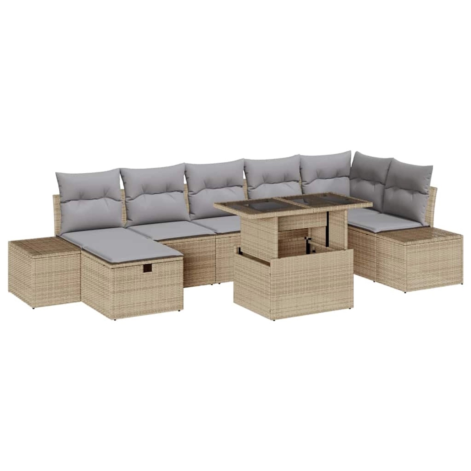 vidaXL Garten-Sofa-Set Höhenverstellbar 8-Tlg Beige Poly Rattan 3361219 günstig online kaufen