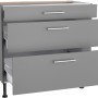 Optifit Unterschrank Mats825, 90cm, Basaltgrau mit 3 Auszügen und Edelstahlgriffen.