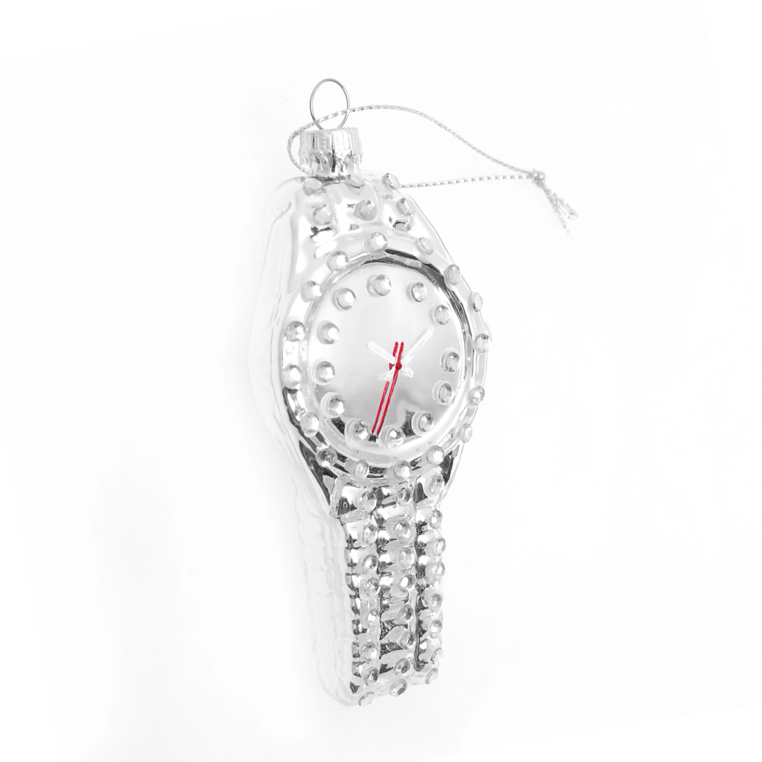 Krebs Glas Lauscha Weihnachtsornament Uhr Strass 1-tlg. 10cm