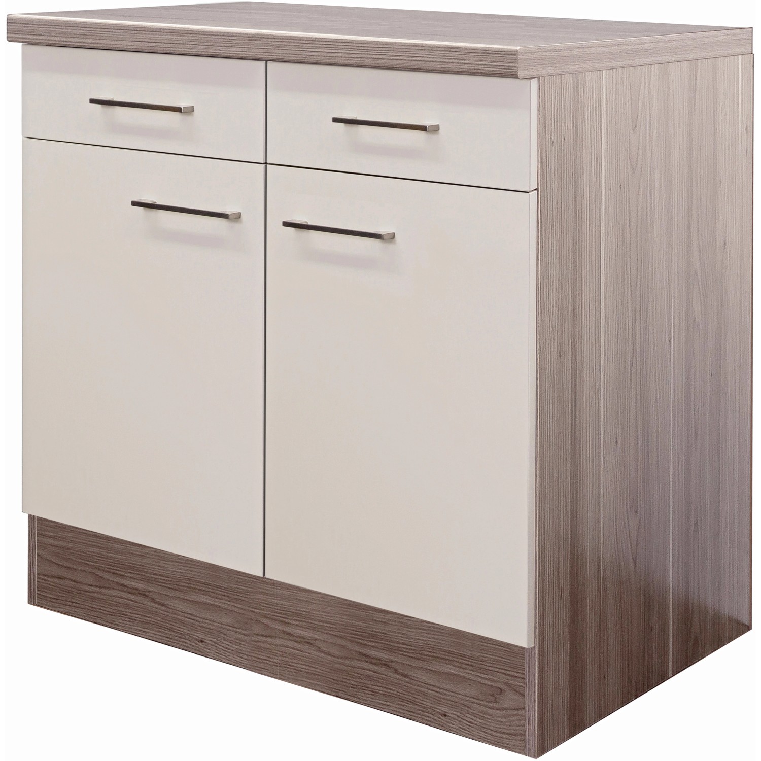 Flex-Well Exclusiv Unterschrank Eico 80 cm Magnolienweiß-Tennessee Eiche