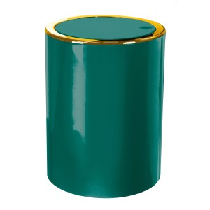 Kleine Wolke Kosmetikeimer Golden Clap, smaragdgrün, 5 Liter mit goldenem Rand.