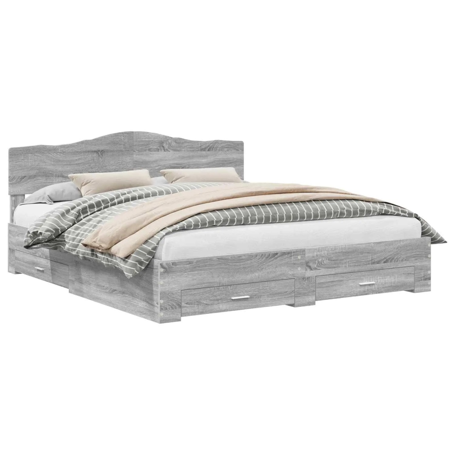 vidaXL Bettrahmen Grau Sonoma 200 x 200 cm Holzwerkstoff 3413157