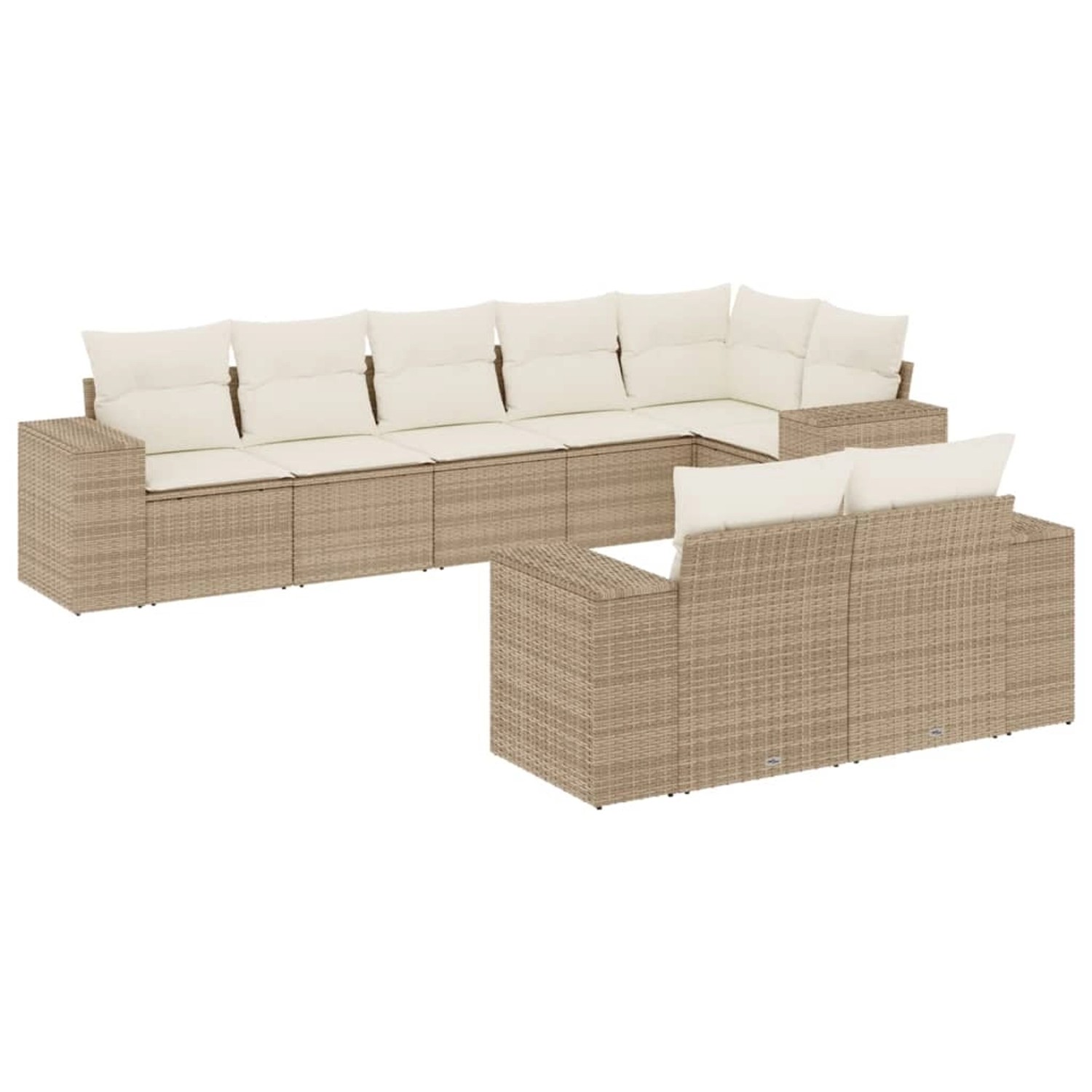 vidaXL 8-Tlg Garten-Sofagarnitur mit Kissen Beige Poly Rattan 3222817 günstig online kaufen