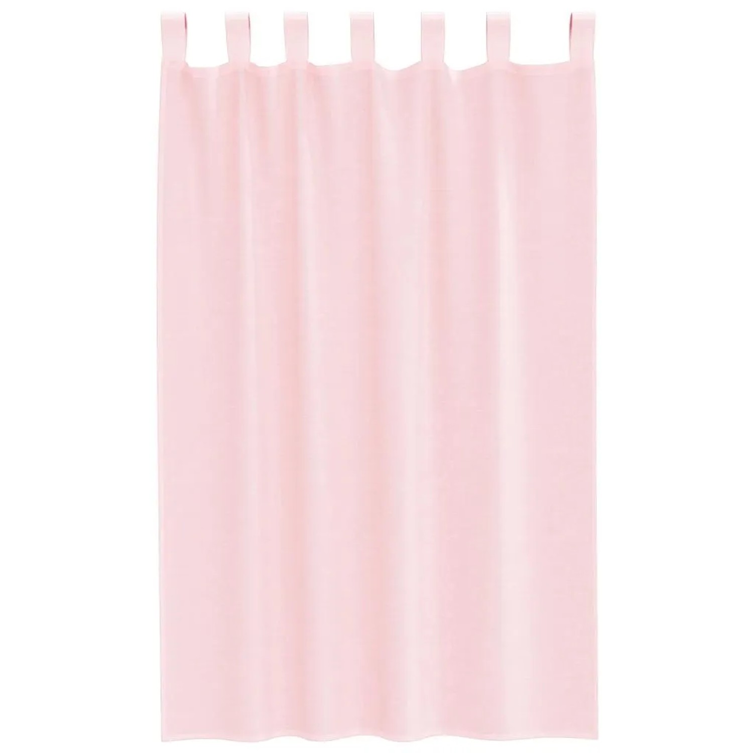 Hellrosa Voile Fenstervorhang mit Schlaufen, halbtransparent, aus Polyester.