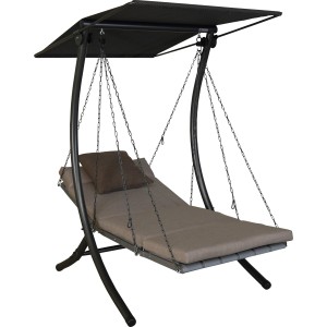 Angerer Hollywoodschaukel Luxus Smart Sand, 1-Sitzer mit Sonnendach und Liegefunktion.