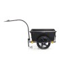 Schwarzer Wiltec Fahrrad Lastenanhänger mit Stahlrahmen, 90L Wanne, 16 Zoll Reifen und Deichsel. Ideal für Transport.
