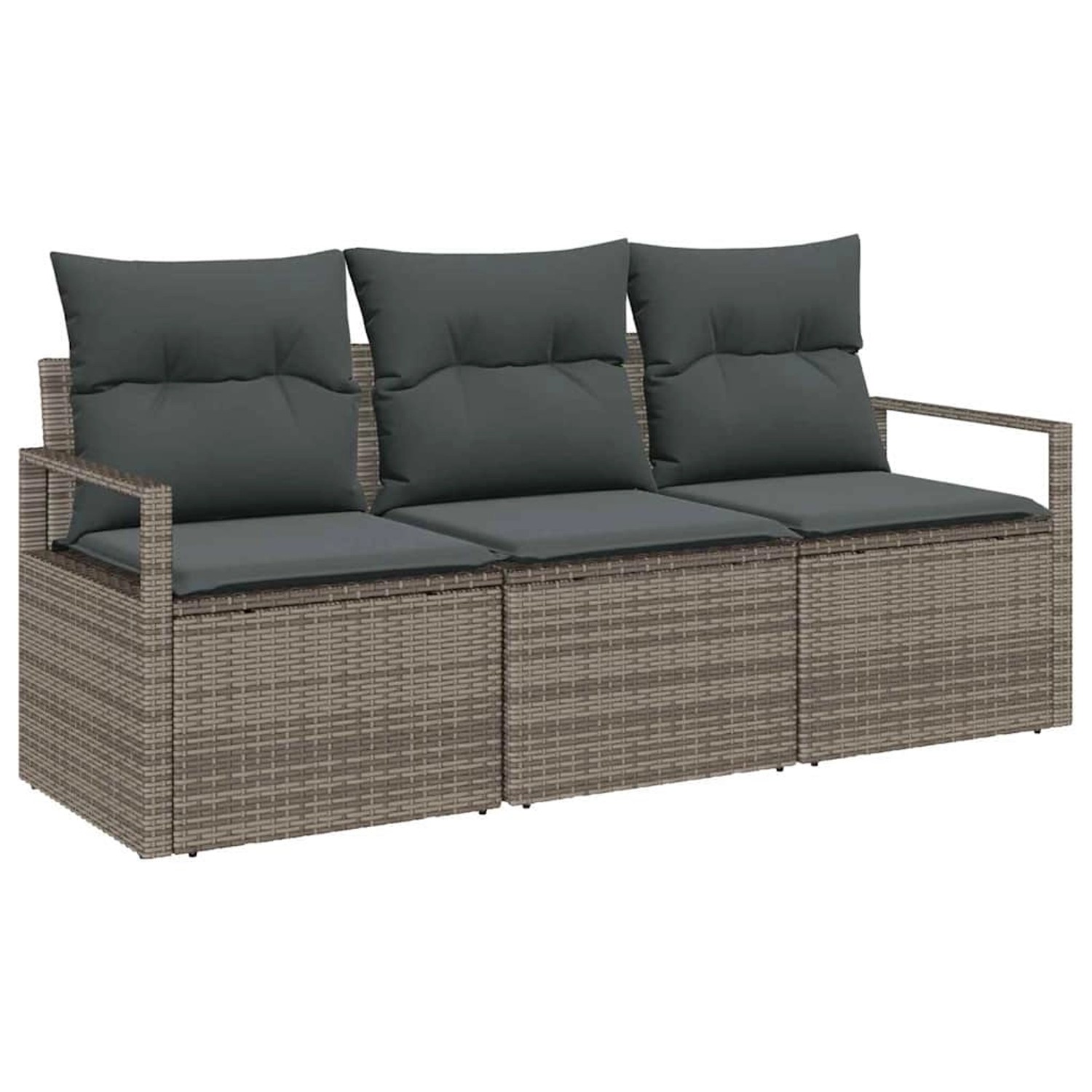 vidaXL Garten-Sofa-Set 3-Tlg Grau Poly Rattan 3346239 günstig online kaufen
