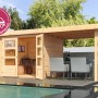 Karibu Express Gartenhaus Speedy A Set Naturbelassen 433 cm x 217 cm Anbaudach