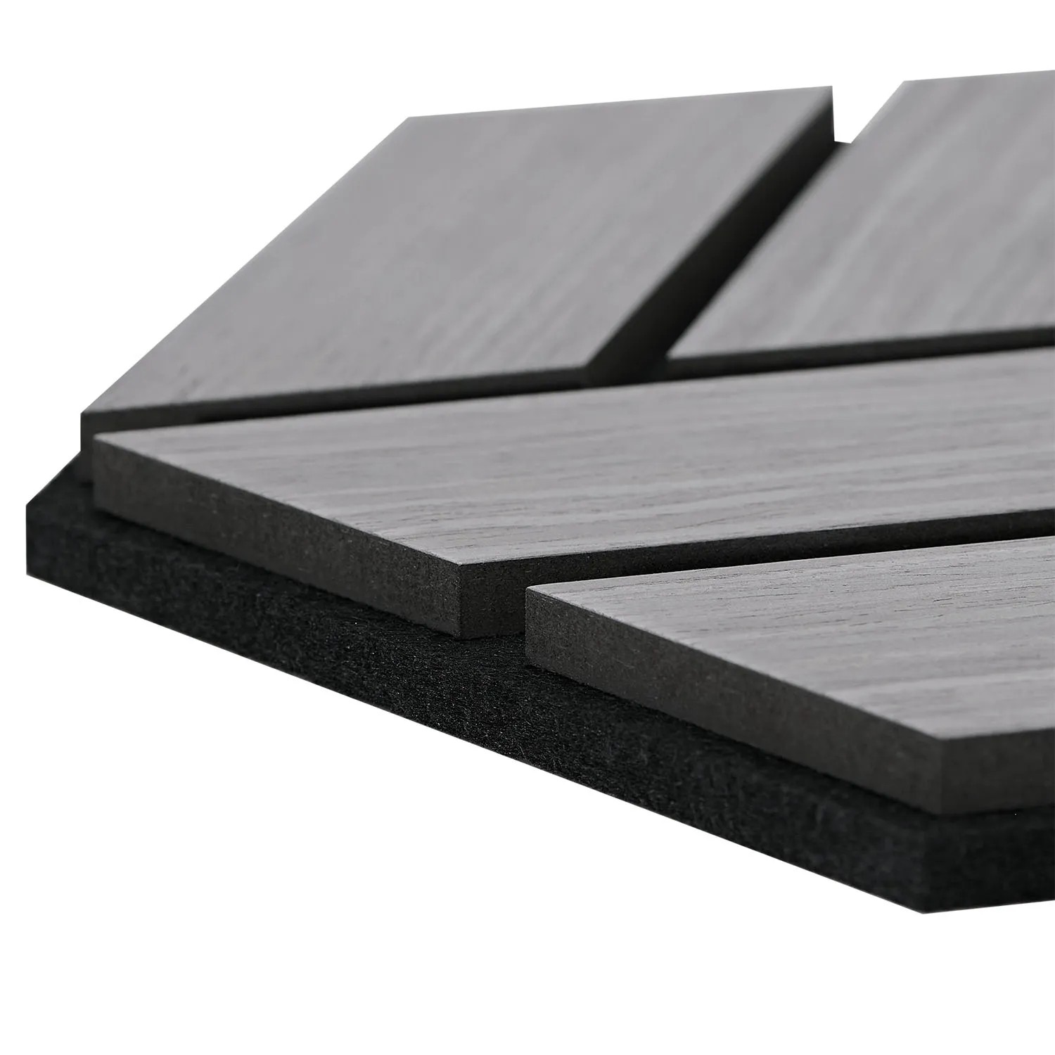 Graue Homestyle4u Akustikpaneele in Hexagonform, Detailansicht der Wandpaneele aus Holz.