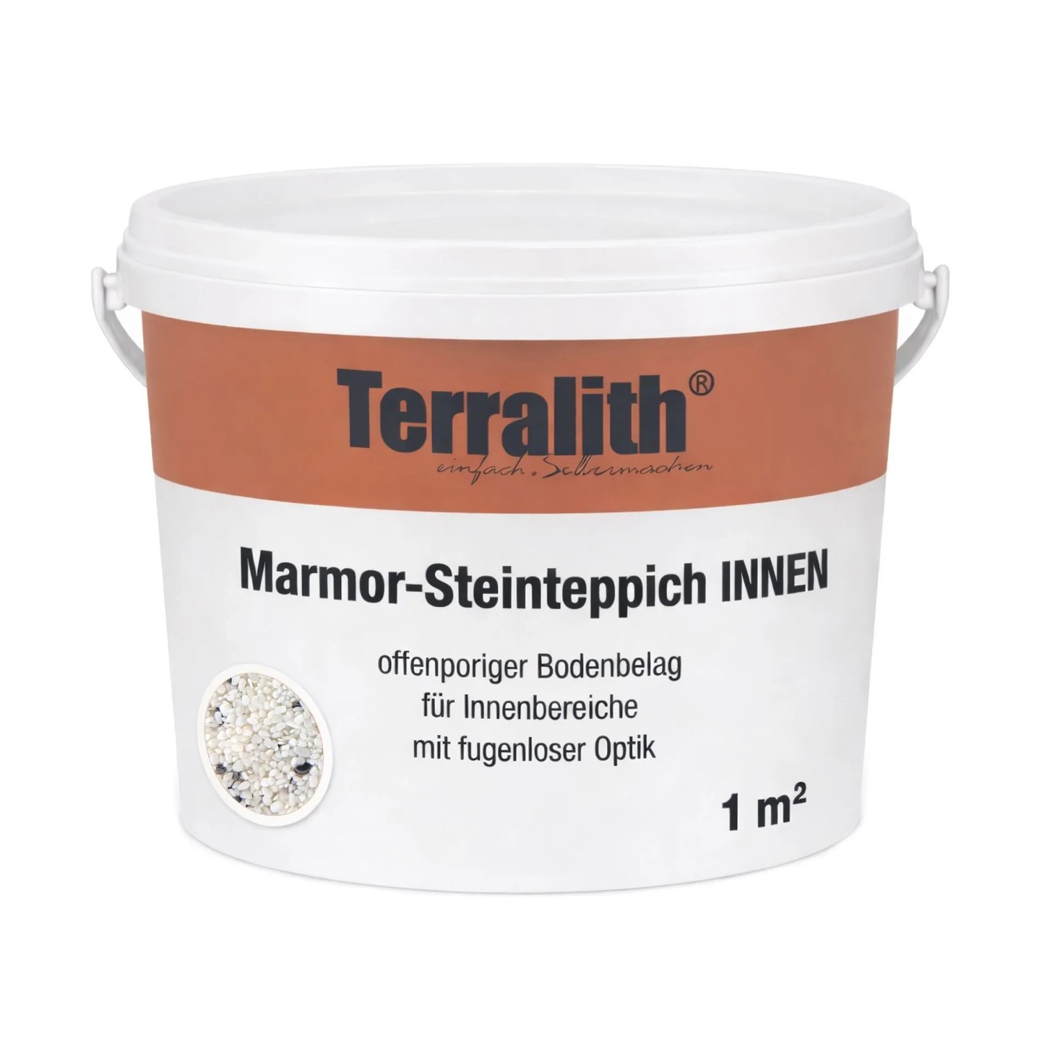 Terralith Edelsteinteppich Hämatit Bianco 1 m² Innen