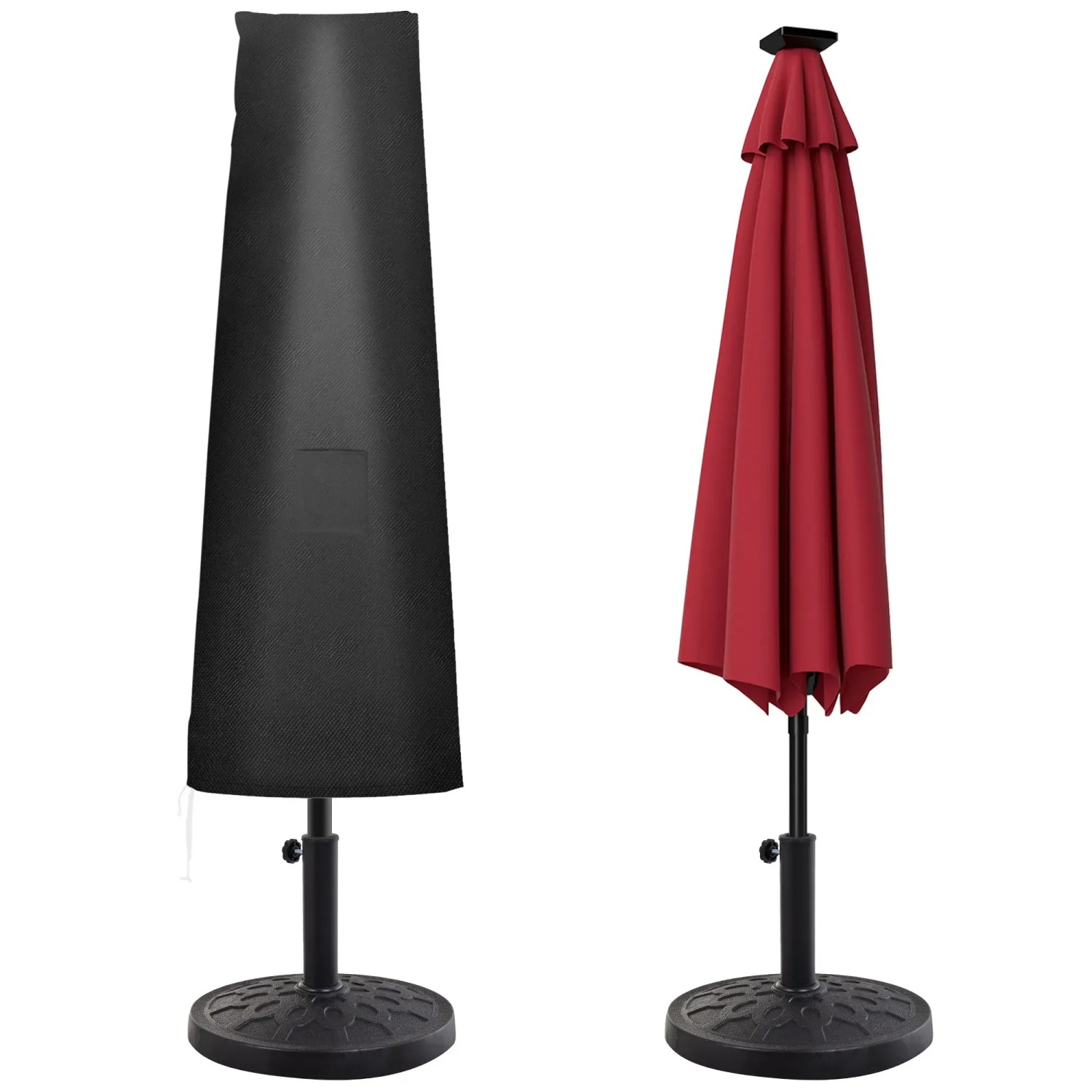 Outsunny Sonnenschirm Schutzhülle  Oxfordstoff Fiberglas Schwarz L200 x B50/80 cm